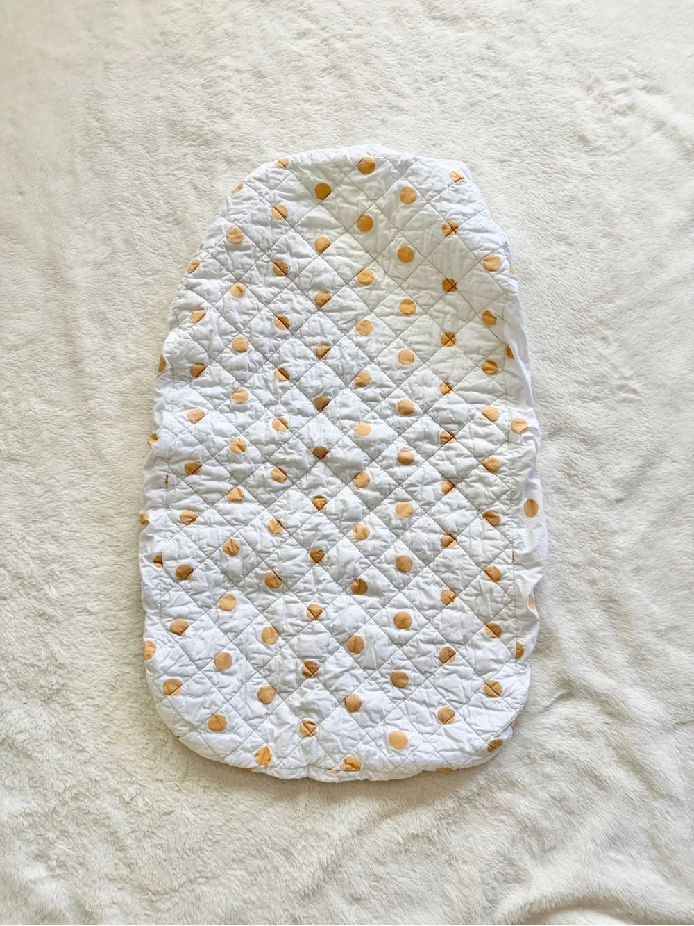 Crate & Barrel 2 Piece Set Crib Sheet and Changing Pad Cover Gold Dot Print